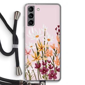 CaseCompany Painted wildflowers: Samsung Galaxy S21 Transparant Hoesje met koord