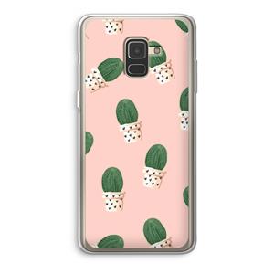 CaseCompany Cactusprint roze: Samsung Galaxy A8 (2018) Transparant Hoesje