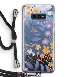 CaseCompany Flowers with blue leaves: Samsung Galaxy S10e Transparant Hoesje met koord