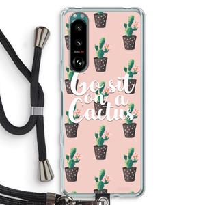 CaseCompany Cactus quote: Sony Xperia 5 III Transparant Hoesje met koord