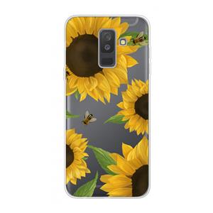 CaseCompany Sunflower and bees: Samsung Galaxy A6 Plus (2018) Transparant Hoesje