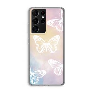 CaseCompany White butterfly: Samsung Galaxy S21 Ultra Transparant Hoesje