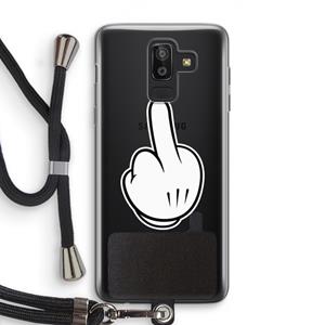 CaseCompany Middle finger white: Samsung Galaxy J8 (2018) Transparant Hoesje met koord