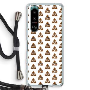 CaseCompany Poop emoji: Sony Xperia 5 III Transparant Hoesje met koord