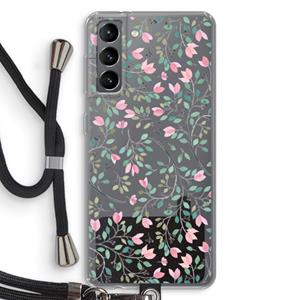CaseCompany Sierlijke bloemen: Samsung Galaxy S21 Transparant Hoesje met koord
