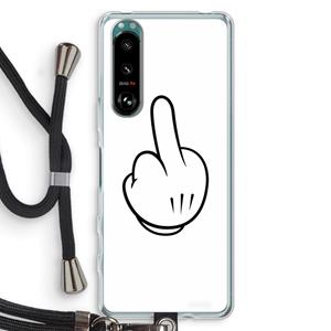 CaseCompany Middle finger white: Sony Xperia 5 III Transparant Hoesje met koord