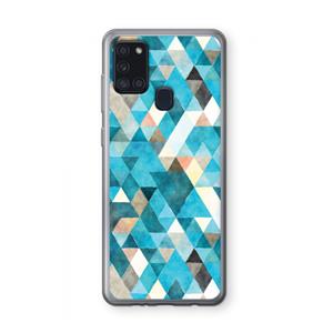 CaseCompany Gekleurde driehoekjes blauw: Samsung Galaxy A21s Transparant Hoesje