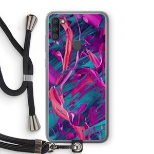 CaseCompany Pink Clouds: Samsung Galaxy A11 Transparant Hoesje met koord