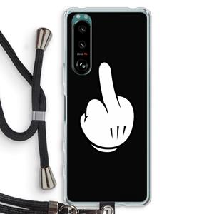 CaseCompany Middle finger black: Sony Xperia 5 III Transparant Hoesje met koord