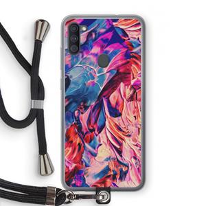 CaseCompany Pink Orchard: Samsung Galaxy A11 Transparant Hoesje met koord