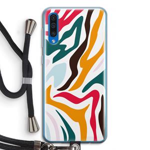 CaseCompany Colored Zebra: Samsung Galaxy A50 Transparant Hoesje met koord