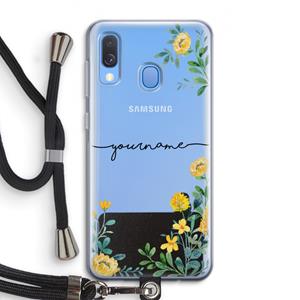 CaseCompany Gele bloemen: Samsung Galaxy A40 Transparant Hoesje met koord
