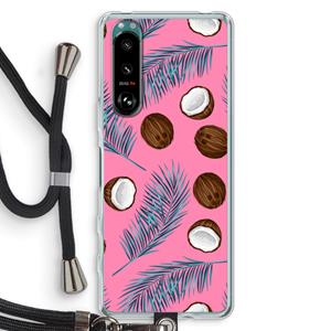 CaseCompany Kokosnoot roze: Sony Xperia 5 III Transparant Hoesje met koord