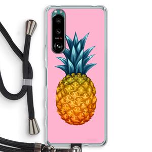 CaseCompany Grote ananas: Sony Xperia 5 III Transparant Hoesje met koord