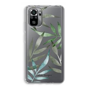 CaseCompany Tropical watercolor leaves: Xiaomi Redmi Note 10S Transparant Hoesje