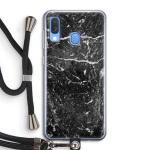 CaseCompany Zwart marmer: Samsung Galaxy A40 Transparant Hoesje met koord