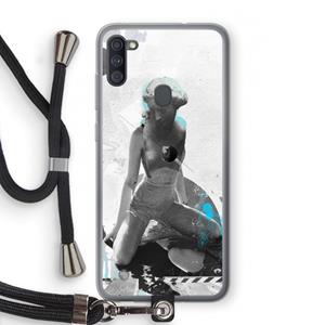 CaseCompany I will not feel a thing: Samsung Galaxy A11 Transparant Hoesje met koord