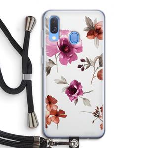 CaseCompany Geschilderde bloemen: Samsung Galaxy A40 Transparant Hoesje met koord