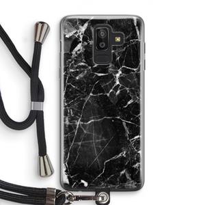 CaseCompany Zwart Marmer 2: Samsung Galaxy J8 (2018) Transparant Hoesje met koord