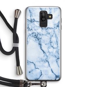 CaseCompany Blauw marmer: Samsung Galaxy J8 (2018) Transparant Hoesje met koord