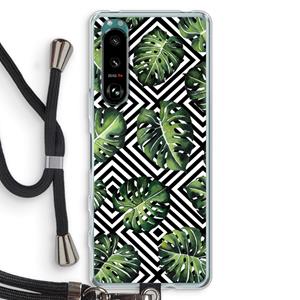 CaseCompany Geometrische jungle: Sony Xperia 5 III Transparant Hoesje met koord