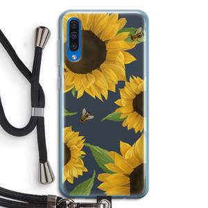 CaseCompany Sunflower and bees: Samsung Galaxy A50 Transparant Hoesje met koord