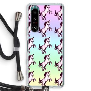 CaseCompany Musketon Unicorn: Sony Xperia 5 III Transparant Hoesje met koord