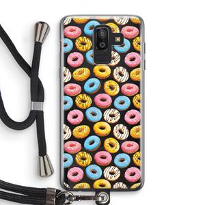 CaseCompany Pink donuts: Samsung Galaxy J8 (2018) Transparant Hoesje met koord