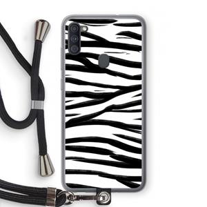 CaseCompany Zebra pattern: Samsung Galaxy A11 Transparant Hoesje met koord