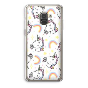 CaseCompany Rainbow Unicorn: Samsung Galaxy A8 (2018) Transparant Hoesje