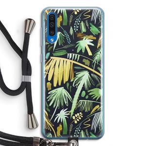 CaseCompany Tropical Palms Dark: Samsung Galaxy A50 Transparant Hoesje met koord