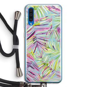 CaseCompany Tropical Palms Blue: Samsung Galaxy A50 Transparant Hoesje met koord