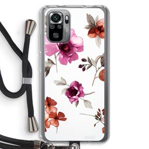 CaseCompany Geschilderde bloemen: Xiaomi Redmi Note 10S Transparant Hoesje met koord