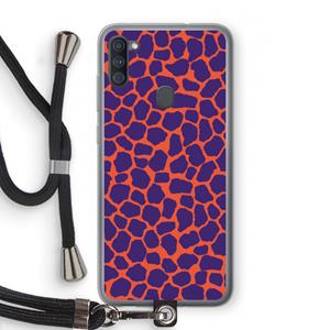 CaseCompany Purple Giraffe: Samsung Galaxy A11 Transparant Hoesje met koord