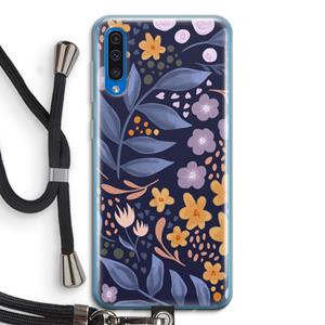 CaseCompany Flowers with blue leaves: Samsung Galaxy A50 Transparant Hoesje met koord