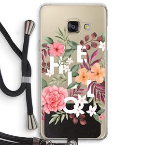 CaseCompany Hello in flowers: Samsung Galaxy A3 (2016) Transparant Hoesje met koord