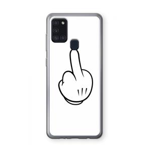 CaseCompany Middle finger white: Samsung Galaxy A21s Transparant Hoesje