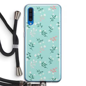 CaseCompany Small white flowers: Samsung Galaxy A50 Transparant Hoesje met koord