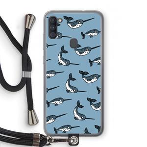 CaseCompany Narwhal: Samsung Galaxy A11 Transparant Hoesje met koord