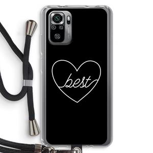 CaseCompany Best heart black: Xiaomi Redmi Note 10S Transparant Hoesje met koord