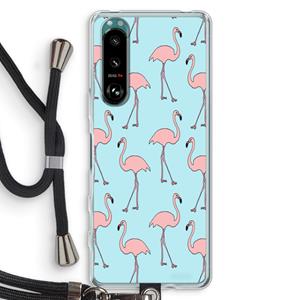 CaseCompany Anything Flamingoes: Sony Xperia 5 III Transparant Hoesje met koord