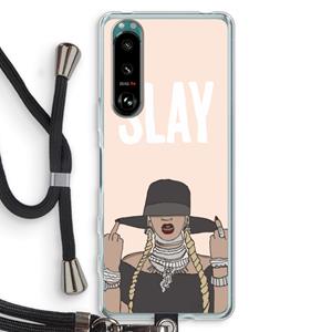 CaseCompany Slay All Day: Sony Xperia 5 III Transparant Hoesje met koord