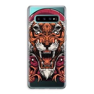 CaseCompany Tiger and Rattlesnakes: Samsung Galaxy S10 Plus Transparant Hoesje