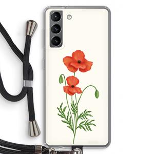 CaseCompany Red poppy: Samsung Galaxy S21 Transparant Hoesje met koord