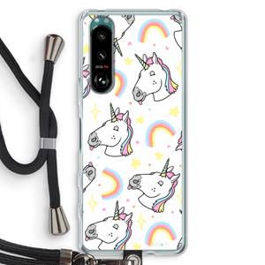 CaseCompany Rainbow Unicorn: Sony Xperia 5 III Transparant Hoesje met koord