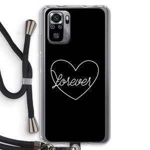 CaseCompany Forever heart black: Xiaomi Redmi Note 10S Transparant Hoesje met koord