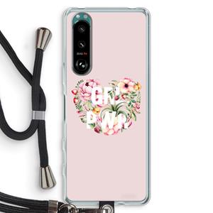 CaseCompany GRL PWR Flower: Sony Xperia 5 III Transparant Hoesje met koord