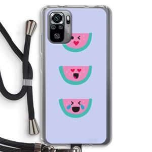 CaseCompany Smiley watermeloen: Xiaomi Redmi Note 10S Transparant Hoesje met koord