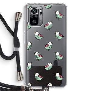 CaseCompany Vogeltjes: Xiaomi Redmi Note 10S Transparant Hoesje met koord