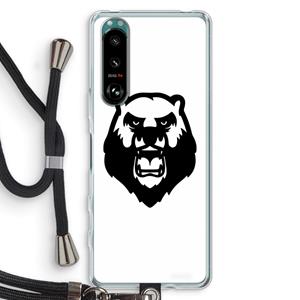 CaseCompany Angry Bear (white): Sony Xperia 5 III Transparant Hoesje met koord